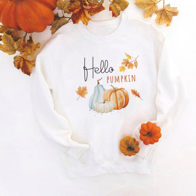 Γεια σου μπλούζα με στάμπα κολοκύθας Ευχαριστώ Ευγνώμονες Ευλογημένες Γυναικείες Μόδα Πουλόβερ Ευχαριστιών Streetwear Απόκριες Ρούχα