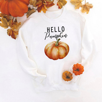 Γεια σου μπλούζα με στάμπα κολοκύθας Ευχαριστώ Ευγνώμονες Ευλογημένες Γυναικείες Μόδα Πουλόβερ Ευχαριστιών Streetwear Απόκριες Ρούχα