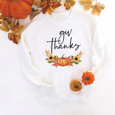 Γεια σου μπλούζα με στάμπα κολοκύθας Ευχαριστώ Ευγνώμονες Ευλογημένες Γυναικείες Μόδα Πουλόβερ Ευχαριστιών Streetwear Απόκριες Ρούχα