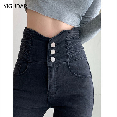 Zimske debele baršunaste ženske traperice visokog struka uske traperice jednostavne flis tople uske rastezljive ženske ležerne traper hlače