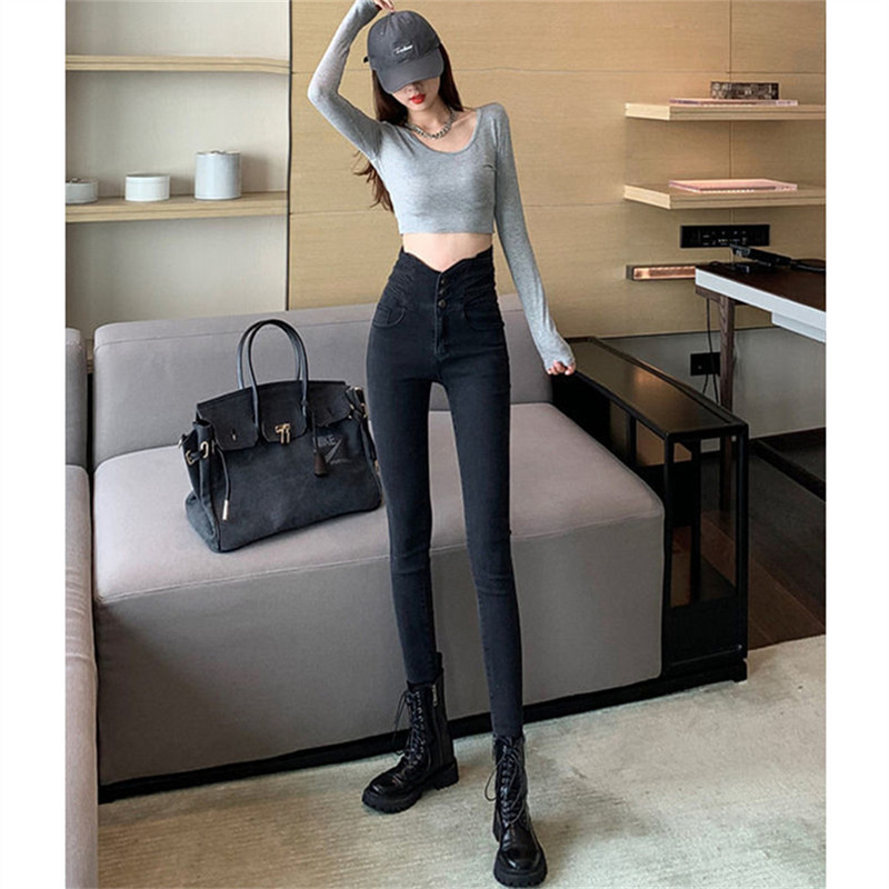 Zimske debele baršunaste ženske traperice visokog struka uske traperice jednostavne flis tople uske rastezljive ženske ležerne traper hlače