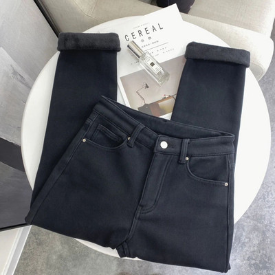 Τζιν Γυναικείο Φθινοπωρινό Χοντρό Ζεστό Λεπτό Μόδα Τζιν Παντελόνι Ολόσωμο Παντελόνι με Ψηλή Μέση Πύκνωση Κομψό γυναικείο παντελόνι με μήκος στον αστράγαλο