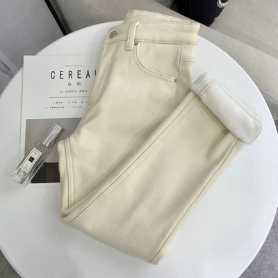 Τζιν Γυναικείο Φθινοπωρινό Χοντρό Ζεστό Λεπτό Μόδα Τζιν Παντελόνι Ολόσωμο Παντελόνι με Ψηλή Μέση Πύκνωση Κομψό γυναικείο παντελόνι με μήκος στον αστράγαλο