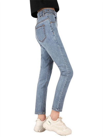 Νέο ψηλόμεσο βελούδινο χοντρό τζιν Γυναικείο Χειμερινό Skinny Stretch Ζεστό τζιν παντελόνι μαμά Μπλε τζιν παντελόνι με φλις παντελόνι