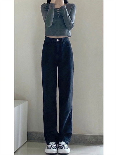 Ženske traperice ravnih nogavica visokog struka Trend traper hlače za 2023. Mom Jean široke hlače Ležerne udobne hlače Prevelike ženske hlače