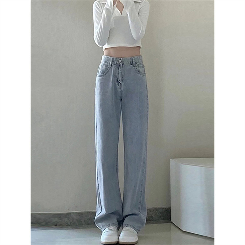 Ženske traperice ravnih nogavica visokog struka Trend traper hlače za 2023. Mom Jean široke hlače Ležerne udobne hlače Prevelike ženske hlače