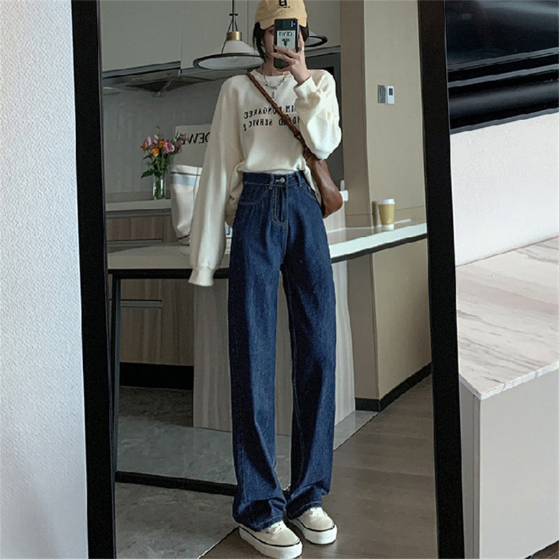Ženske traperice ravnih nogavica visokog struka Trend traper hlače za 2023. Mom Jean široke hlače Ležerne udobne hlače Prevelike ženske hlače
