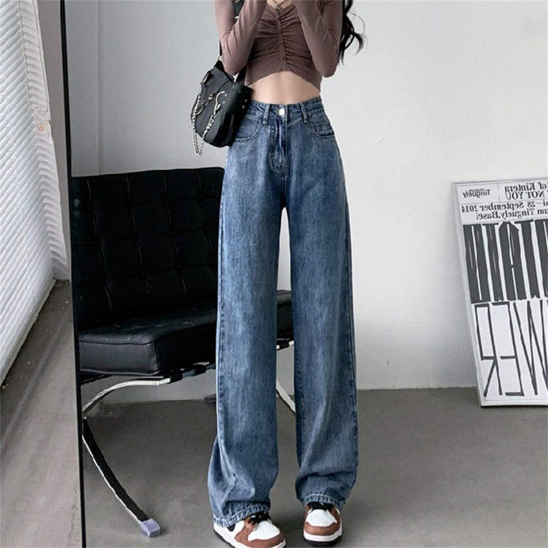 Ženske traperice ravnih nogavica visokog struka Trend traper hlače za 2023. Mom Jean široke hlače Ležerne udobne hlače Prevelike ženske hlače