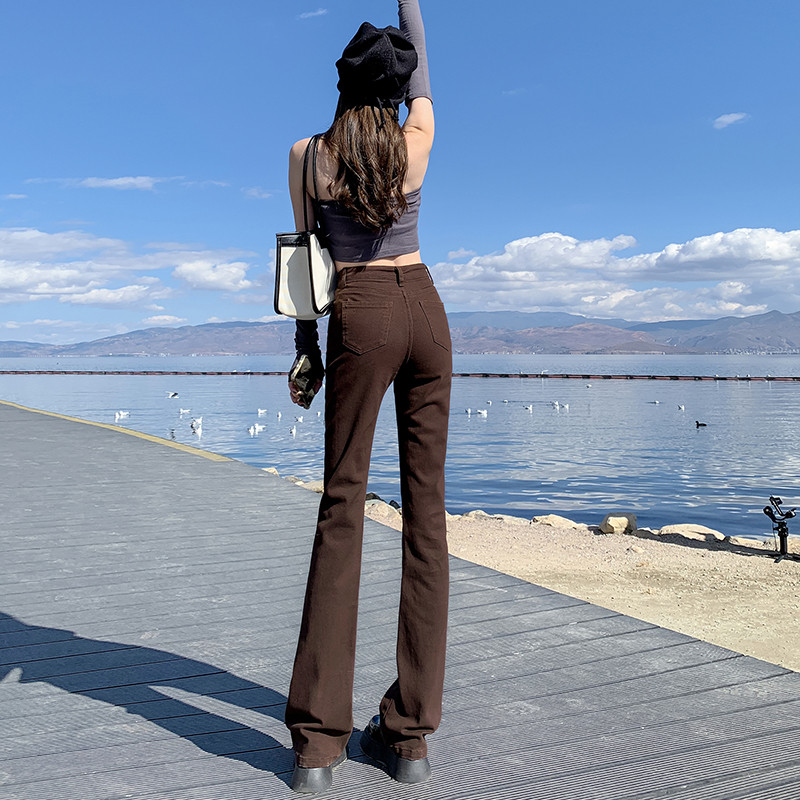 ZOENOVA Γυναικεία τζιν με καστανό καστανό ελαστικό στενό ίσιο 2022 καλοκαιρινό τζιν παντελόνι Γυναικείο Y2k casual streetwear Vintage παντελόνι