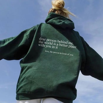 Dear Person Behind Me Hoodie Забавен Dear Person Behind Me Положителни цитати Естетичен пуловер Trendy Mental Health Be Kind Hoodie