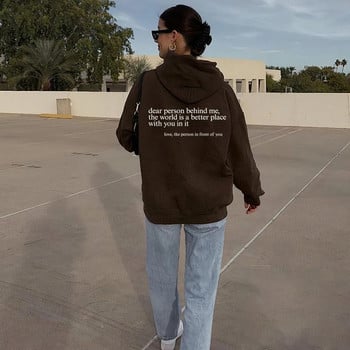 Dear Person Behind Me Hoodie Забавен Dear Person Behind Me Положителни цитати Естетичен пуловер Trendy Mental Health Be Kind Hoodie