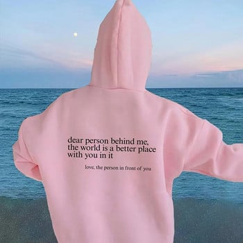 Dear Person Behind Me Hoodie Забавен Dear Person Behind Me Положителни цитати Естетичен пуловер Trendy Mental Health Be Kind Hoodie