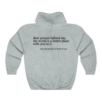 Dear Person Behind Me Hoodie Забавен Dear Person Behind Me Положителни цитати Естетичен пуловер Trendy Mental Health Be Kind Hoodie