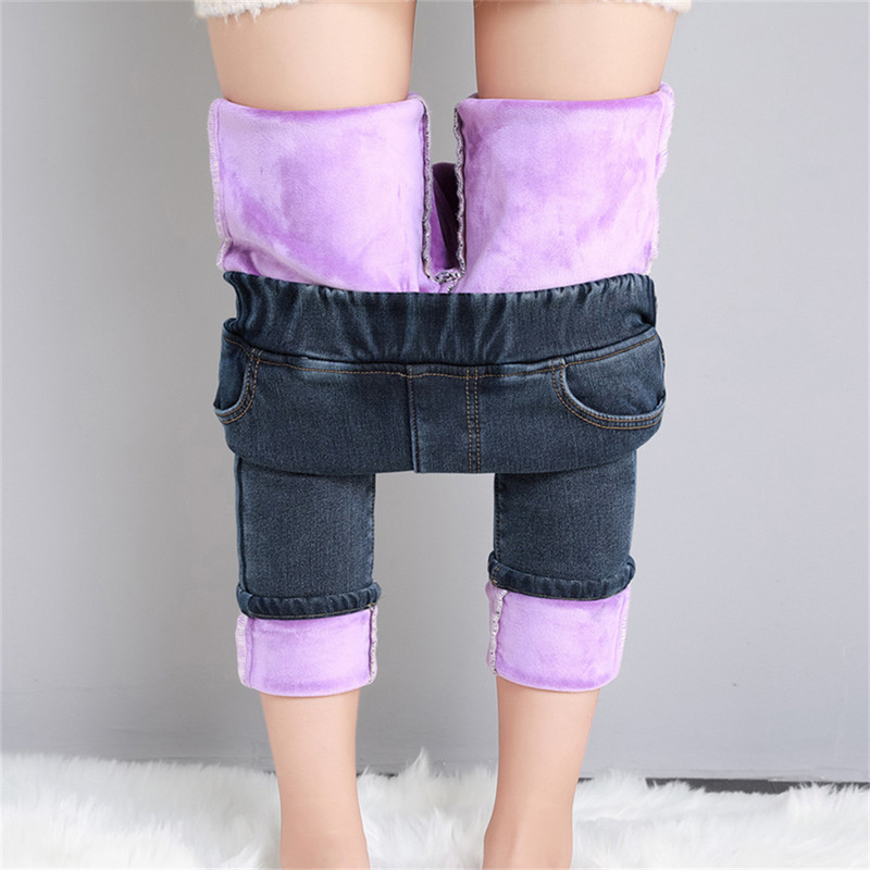 Talvised paksud sametised naiste kõrge vöökohaga kitsad teksad Lihtne fliis, soe, õhuke, veniv naiste vabaaja teksapüksid, naiste pliiatspüksid