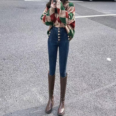 Proljetne rastezljive hlače Ženske traperice Korejska ulična moda Ženske zimske tajice Gotička odjeća visokog struka Yk2 Ženska odjeća