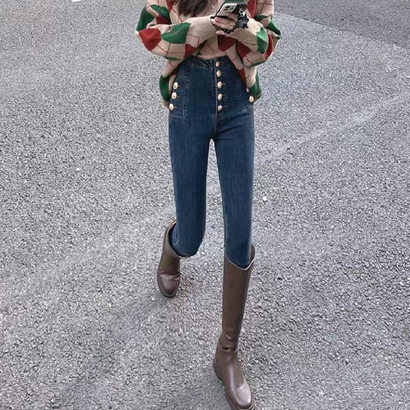 Proljetne rastezljive hlače Ženske traperice Korejska ulična moda Ženske zimske tajice Gotička odjeća visokog struka Yk2 Ženska odjeća