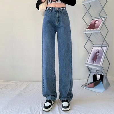 Ψηλόμεσο βελούδινο τζιν Winter baggy Classics Παχύ βελούδινο ίσιο ρετρό παντελόνι με φαρδύ πόδι Τζιν ψηλόμεσο τζιν