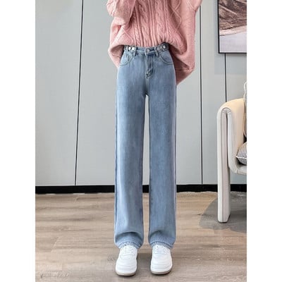 Ψηλόμεσο βελούδινο τζιν Winter baggy Classics Παχύ βελούδινο ίσιο ρετρό παντελόνι με φαρδύ πόδι Τζιν ψηλόμεσο τζιν