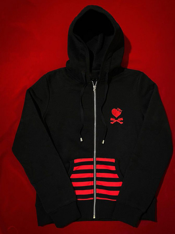 Jachetă cu glugă decupată, cu fermoar, pentru damă, cu capsă gotică, brodat, punk, Y2k, îmbrăcăminte de stradă, ocazional, vintage, îmbrăcăminte exterioară, grunge, anii 90