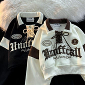 Ρετρό φούτερ για ζευγάρια φαρδιά εκατό μοντέλα κοντό μακρυμάνικο πουλόβερ χειμώνας 2022 φθινόπωρο και χειμώνας νέο XL