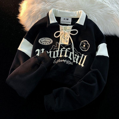 Ρετρό φούτερ για ζευγάρια φαρδιά εκατό μοντέλα κοντό μακρυμάνικο πουλόβερ χειμώνας 2022 φθινόπωρο και χειμώνας νέο XL