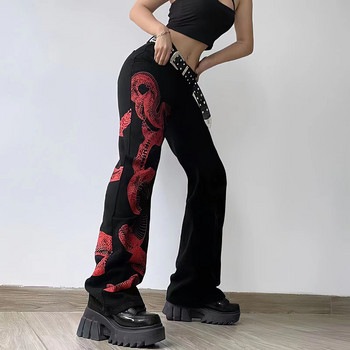 European and American Dark Snake Print Cool Girls Wide Leg Punk Harajuku Jeans Personality Streetwear Trend Γυναικεία παντελόνια