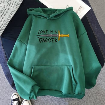 Loki Love Is Dagger Hoodies Мъжки, дамски суитшърт с дълъг ръкав Пуловер Ежедневни модни щампи Свободен голям суичър с качулка