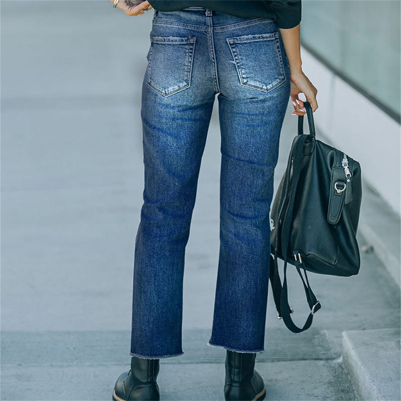 Ženske rastezljive poderane uznemirene uske traper hlače s visokim strukom Hlače s isjeckanim trapericama Uske jegginsice Ženska odjeća za proljeće i jesen