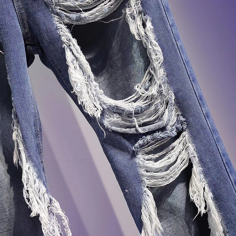 Naiste XXXL teksapüksid isikupära tänavastiilis, pestud augud, mood, seksikad õõnsad naiste püksid 2023Y2k vanad vabaaja püksid