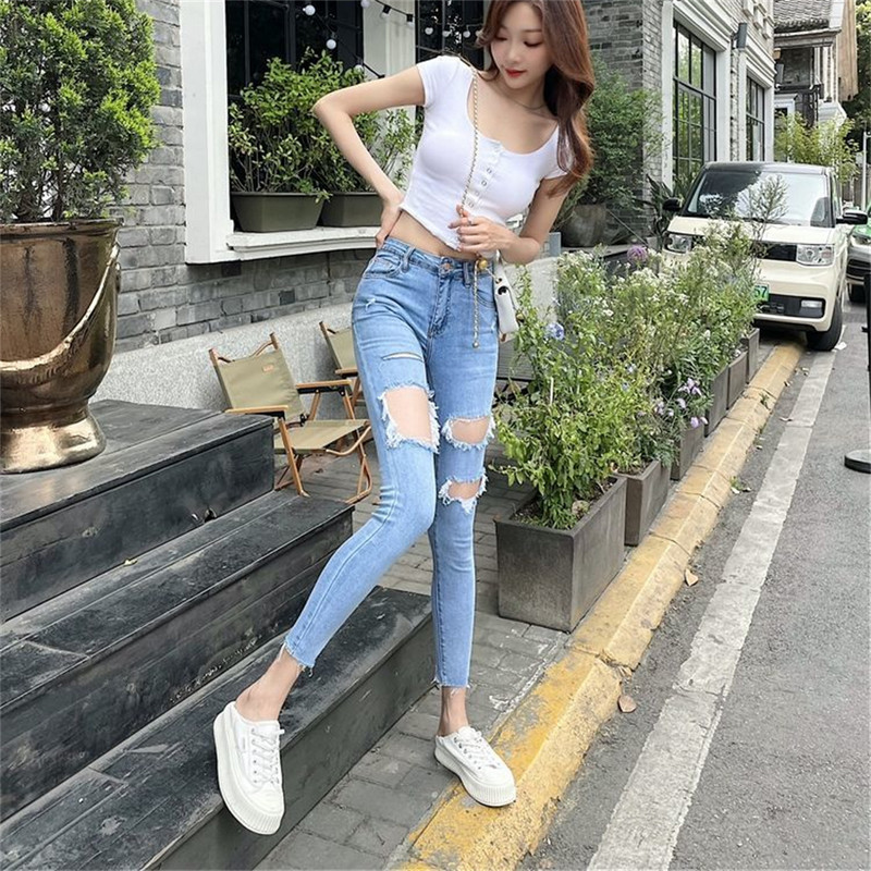 Nove poderane traperice za žene 2022. Ženske poderane hlače velike veličine Rastezljive pencil hlače Tajice Ženske traper hlače