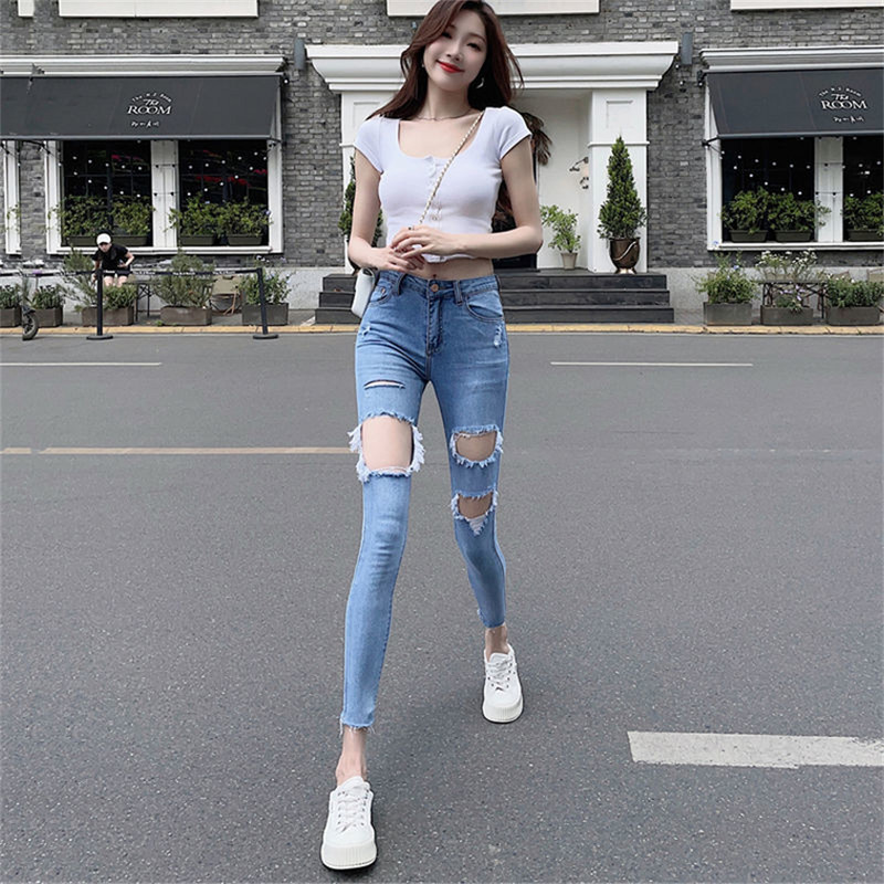 Nove poderane traperice za žene 2022. Ženske poderane hlače velike veličine Rastezljive pencil hlače Tajice Ženske traper hlače