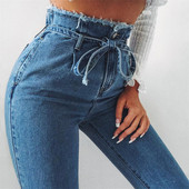 Ψηλόμεση Γυναικεία τζιν Streetwear Σέξι παντελόνι Harem Stretch Mom Jeans Μαύρο Μόδα Τζιν Γυναικεία