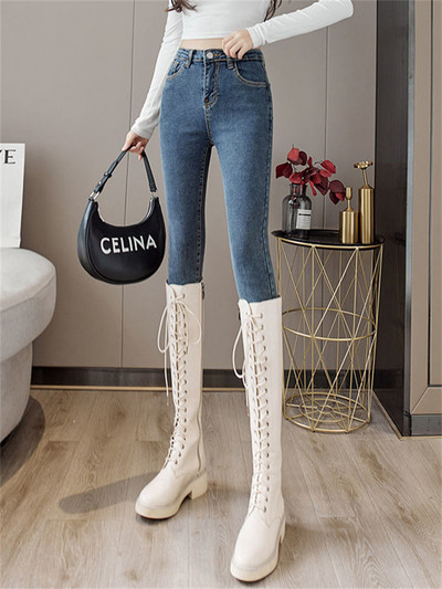 Skinny Jeans για Γυναίκα 90s Super Stretch Γκρι Τζιν Σέξι ψηλόμεσο λεπτό γυναικείο τζιν Μοντέρνο vintage παντελόνι Y2K