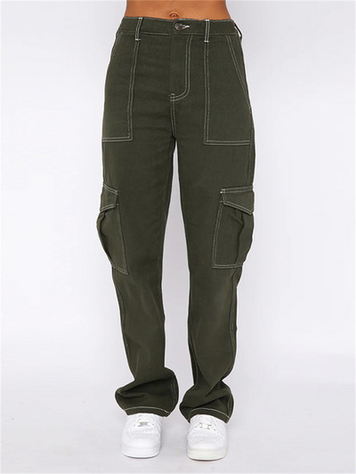 Μαύρο vintage cargo τζιν Γυναικείο 2022 y2k Streetwear Φαρδύ ψηλόμεσο τζιν ίσιο φαρδύ πόδι cargo Τζιν Γυναικείο παντελόνι