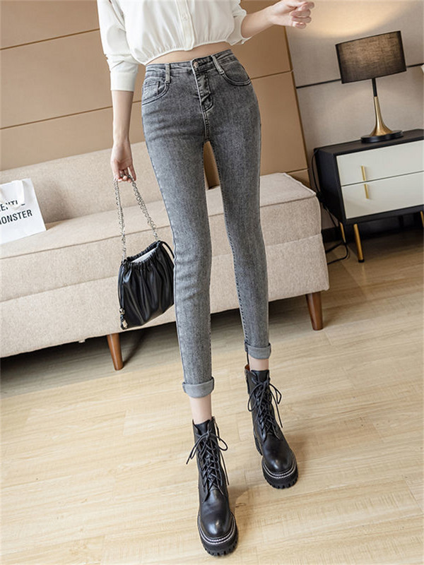 Zimske debele baršunaste ženske traperice visokog struka uske traperice jednostavne flis tople uske rastezljive ženske ležerne traper hlače