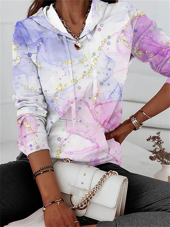 Gėlių elementais marginti moteriški sportiniai marškinėliai 2023 Rudens naujiena moteriškas megztinis apvalia kakle madingas ir patogus moteriškas gobtuvas