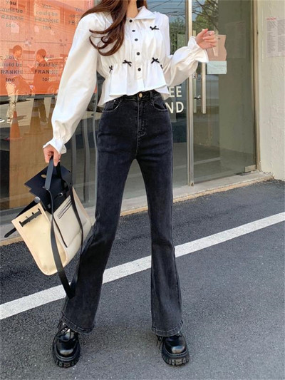 Jesenske traperice Ženske crne traperice Vintage Denim visokog struka Ženske proljetne traper hlače Visoko elastične skinny pencil rastezljive traperice Femme