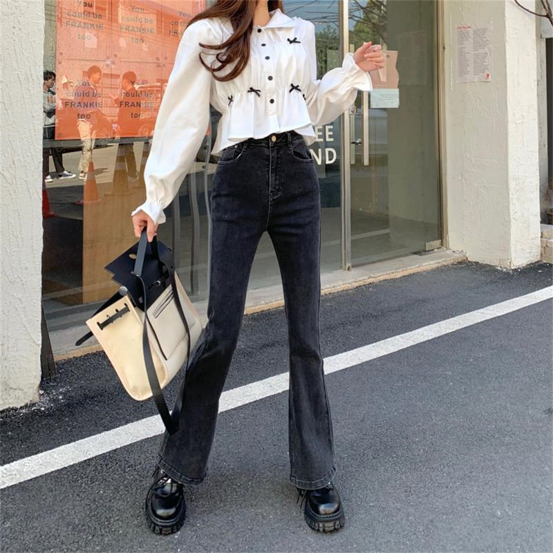 Jesenske traperice Ženske crne traperice Vintage Denim visokog struka Ženske proljetne traper hlače Visoko elastične skinny pencil rastezljive traperice Femme