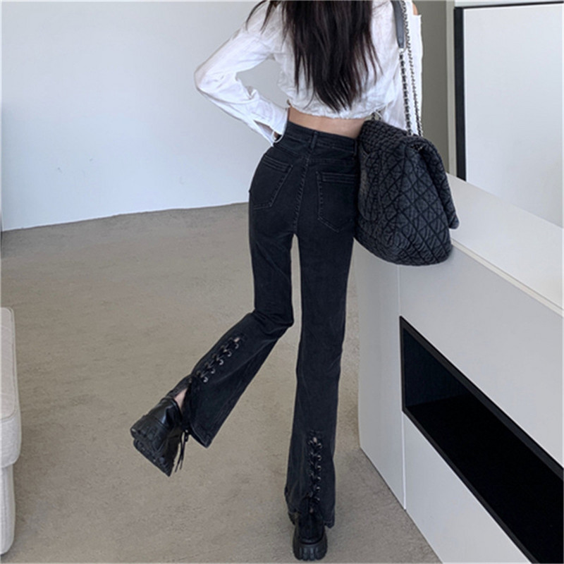 Jesenske traperice Ženske crne traperice Vintage Denim visokog struka Ženske proljetne traper hlače Visoko elastične skinny pencil rastezljive traperice Femme