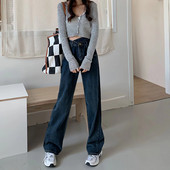 2023, blugi vintage, moda stradă pentru femei, blugi pentru femei cu talie înaltă, picior drept, cu picioare largi