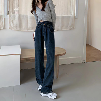 2023, blugi vintage, moda stradă pentru femei, blugi pentru femei cu talie înaltă, picior drept, cu picioare largi