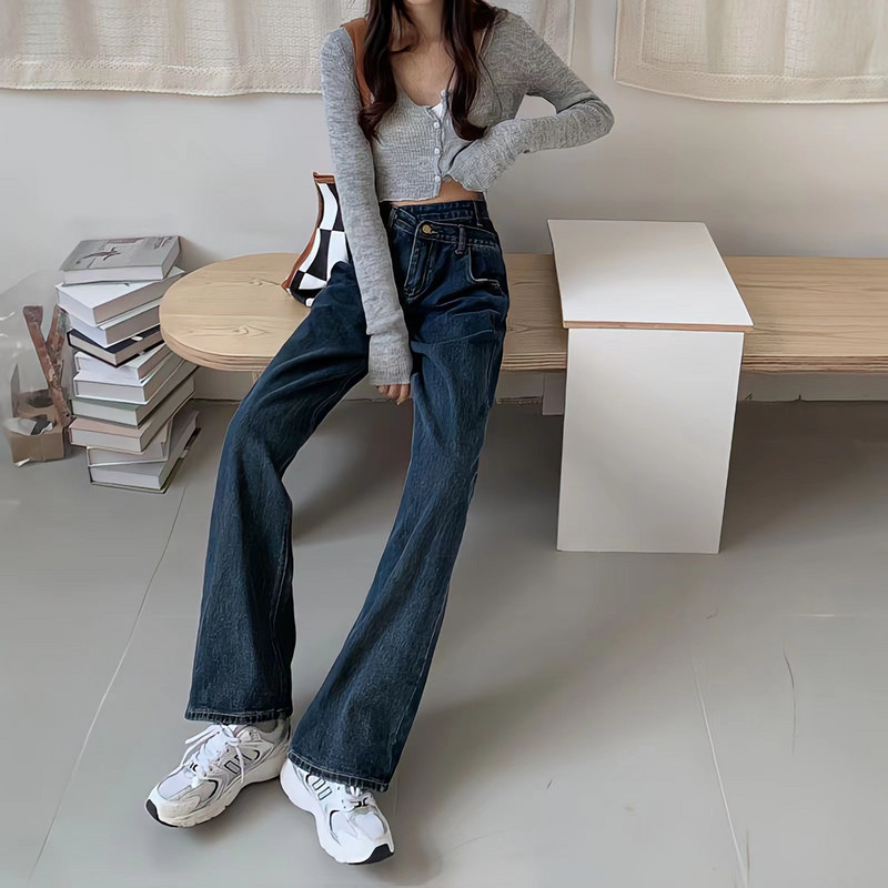 2023, blugi vintage, moda stradă pentru femei, blugi pentru femei cu talie înaltă, picior drept, cu picioare largi