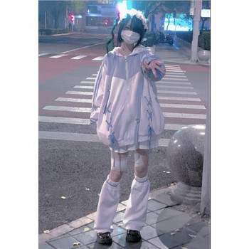 2023 НОВО Harajuku Zip Up Hoodie за жени Watercolor Causal Fashion Oversize Outwear Bandage Japanese Y2k Tops 2023 НОВО