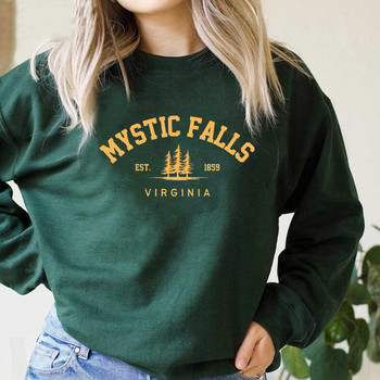 Mystic Falls Virginia Суитшърт Salvatores Hoodie Унисекс Пуловери с дълъг ръкав и кръгло деколте Суичъри Ежедневен пуловер за феновете на вампирите