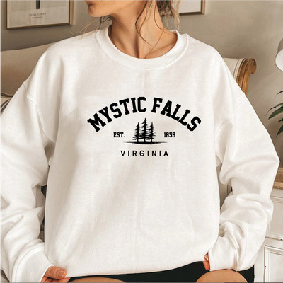 Mystic Falls Φούτερ της Βιρτζίνια Salvatores Hoodie Unisex μακρυμάνικο πουλόβερ με μακρυμάνικο λαιμόκοψη Πουλόβερ με κουκούλα casual πουλόβερ για τους θαυμαστές των βαμπίρ