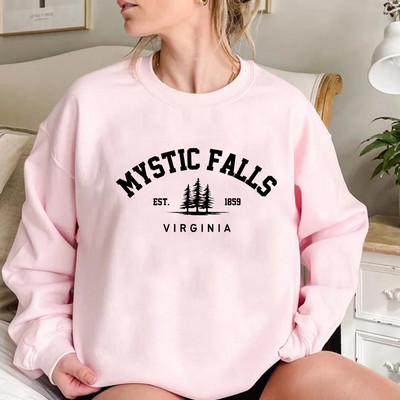 Mystic Falls Φούτερ της Βιρτζίνια Salvatores Hoodie Unisex μακρυμάνικο πουλόβερ με μακρυμάνικο λαιμόκοψη Πουλόβερ με κουκούλα casual πουλόβερ για τους θαυμαστές των βαμπίρ
