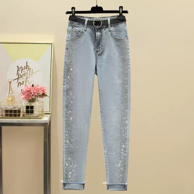 Τζιν για γυναίκες μοντέρνο 2022 Άνοιξη φθινόπωρο Νέο ψηλόμεσο λεπτό παντελόνι με μολύβι στρας Street Stretch Skinny παντελόνι Vaqueros