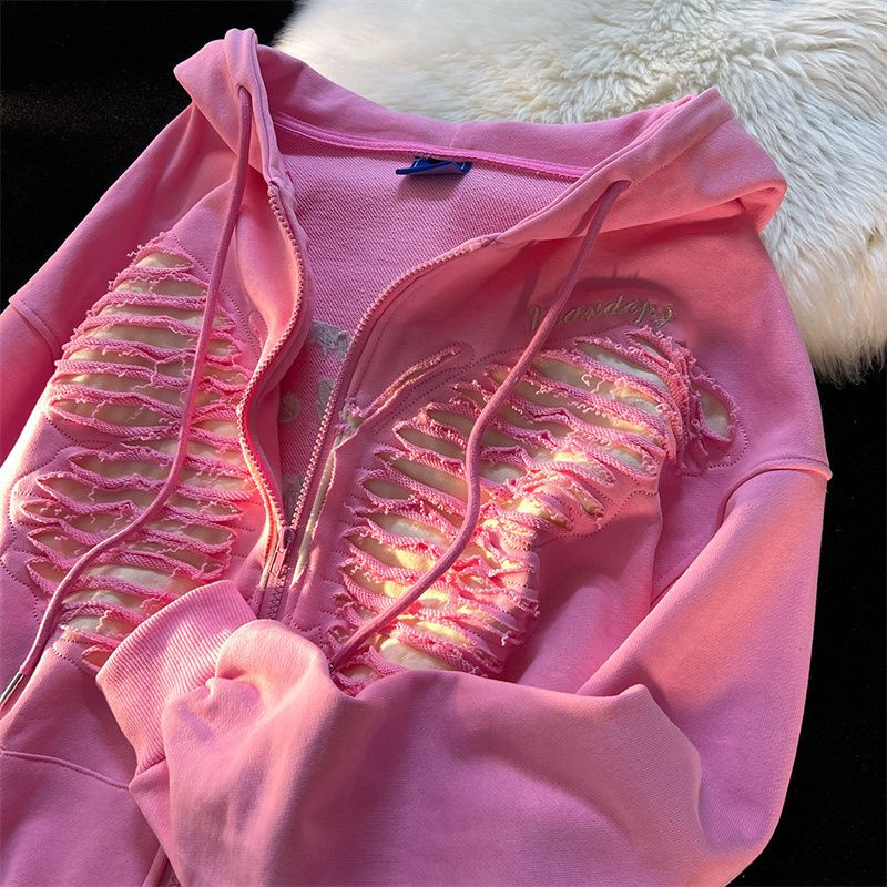 Deeptown Y2k Zip Up Pink Hoodies Γυναικεία Grunge Αισθητική υπερμεγέθη φούτερ Harajuku Κορεατική μόδα Streetwear Γυναικεία πανκ