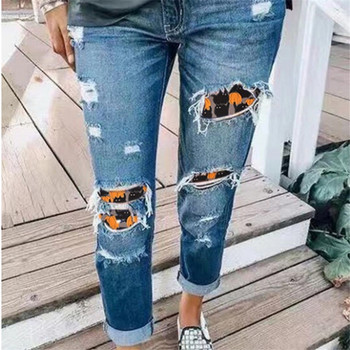 Hole Patch Print Jeans 2023 Spring Ladies New Vintage Ripped Jeans Γυναικεία μεσομεσαία τζιν παντελόνια ίσιο παντελόνι σε στυλ Y2k