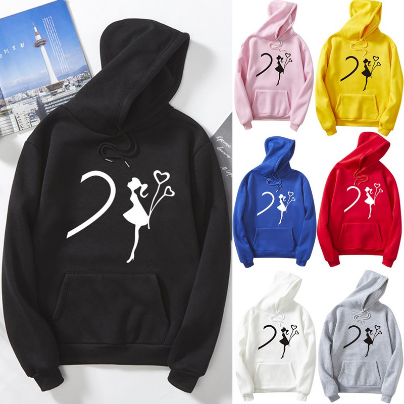 Φούτερ για γυναίκες για ζευγάρια Φούτερ σε σχήμα καρδιάς Sudaderas De Mujer Φούτερ με φούτερ σε σχήμα καρδιάς